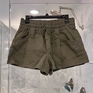 Aerie army green shorts with elastic waist. Worn once .